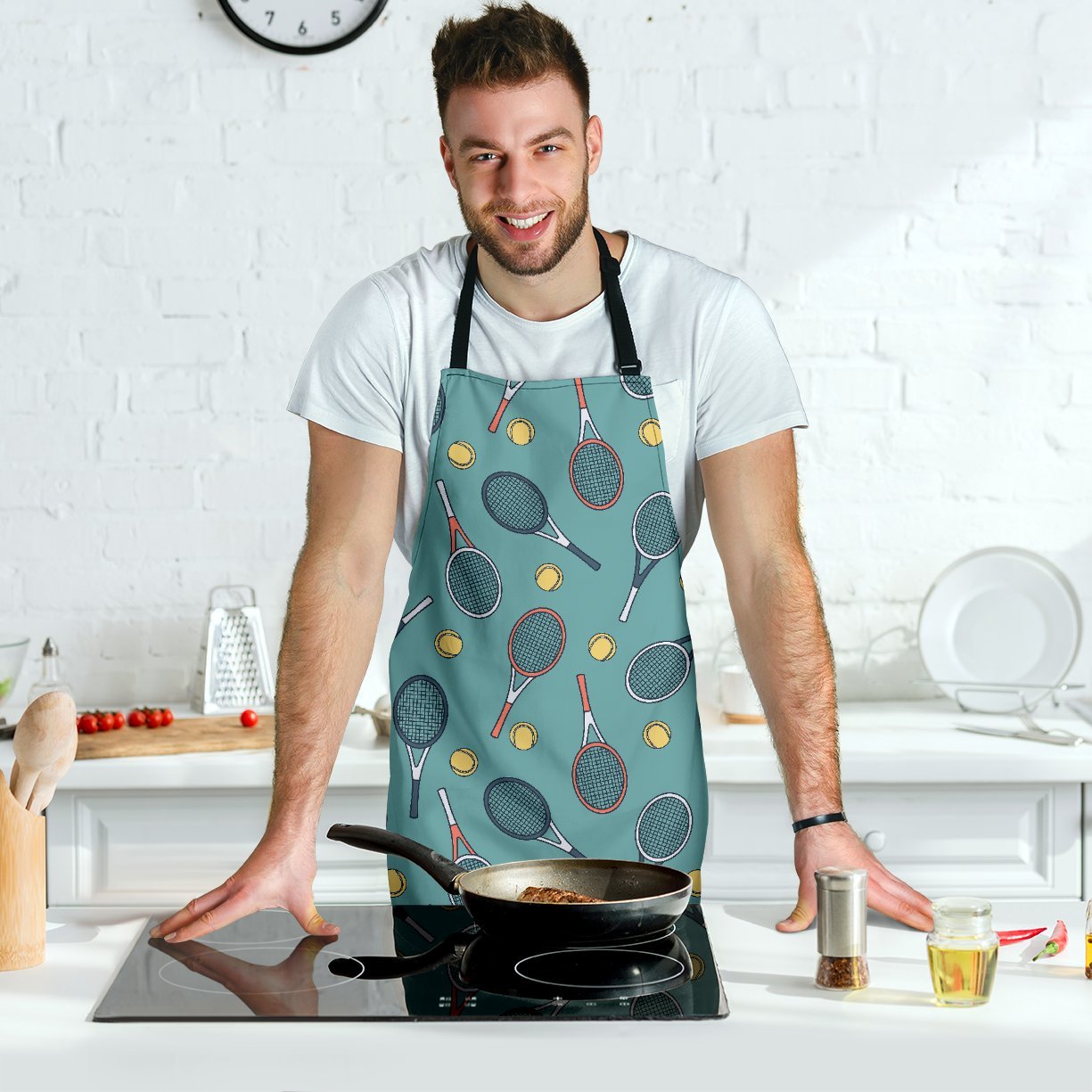Tennis Print Pattern Men's Apron-grizzshop
