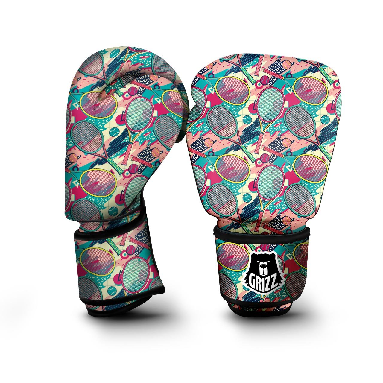 Tennis Retro Print Pattern Boxing Gloves-grizzshop