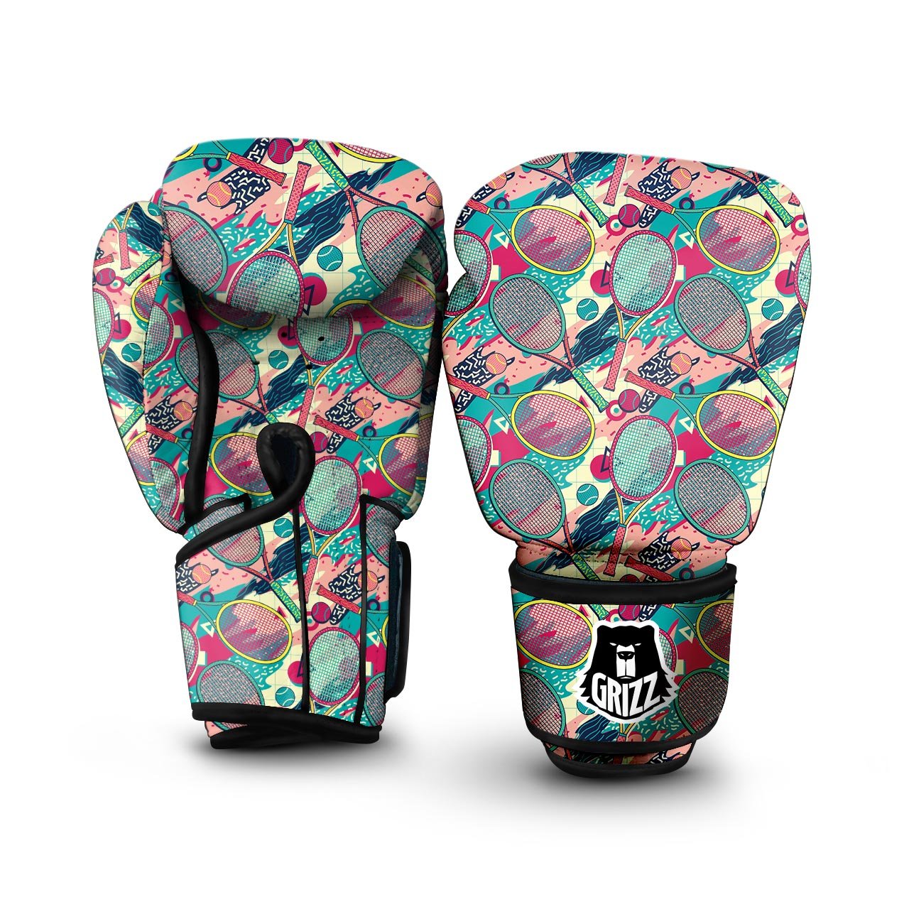 Tennis Retro Print Pattern Boxing Gloves-grizzshop