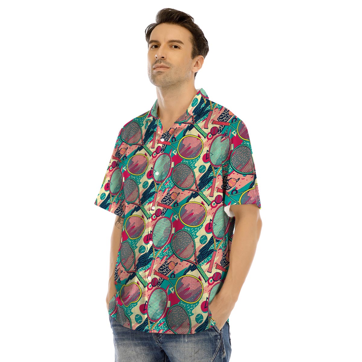 Tennis Retro Print Pattern Men's Hawaiian Shirt-grizzshop