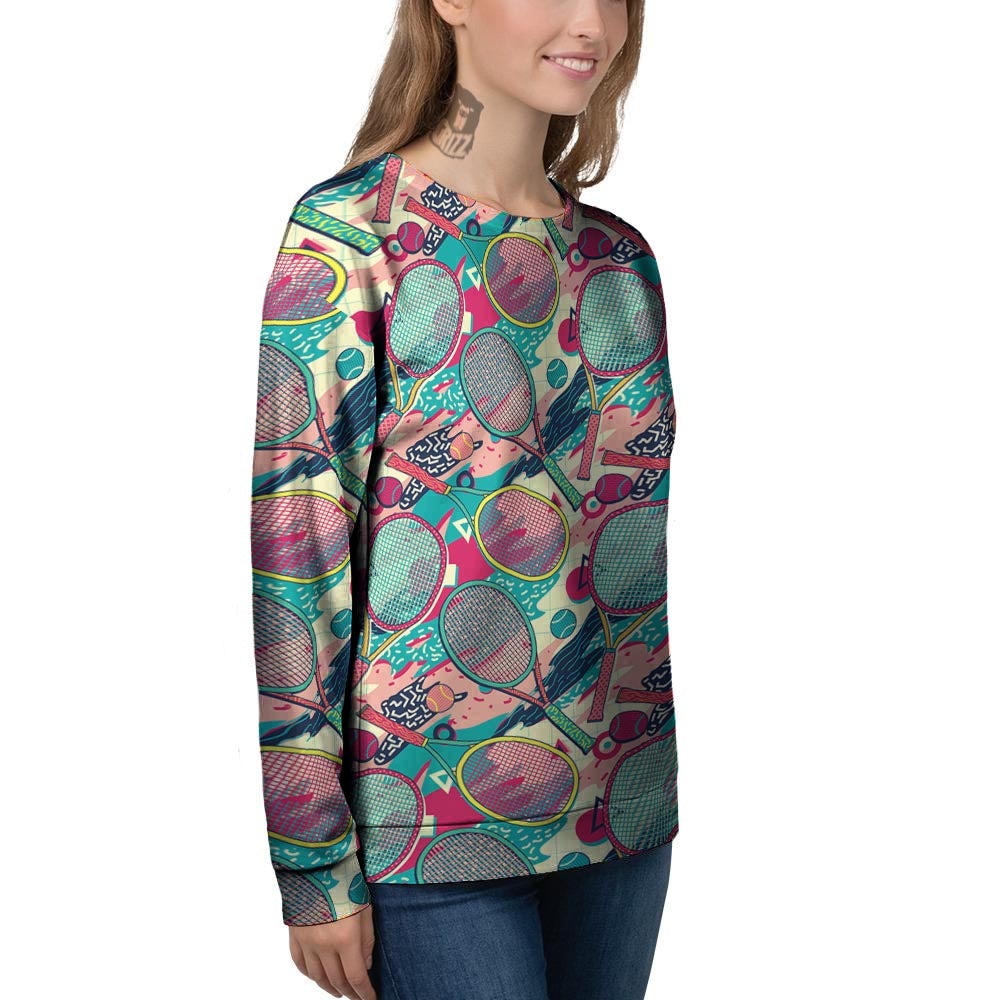 Tennis Retro Print Pattern Women's Sweatshirt-grizzshop