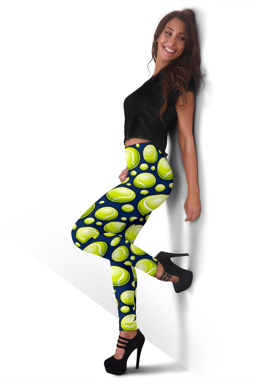 Tennis Ball Pattern Print Women Leggings-grizzshop