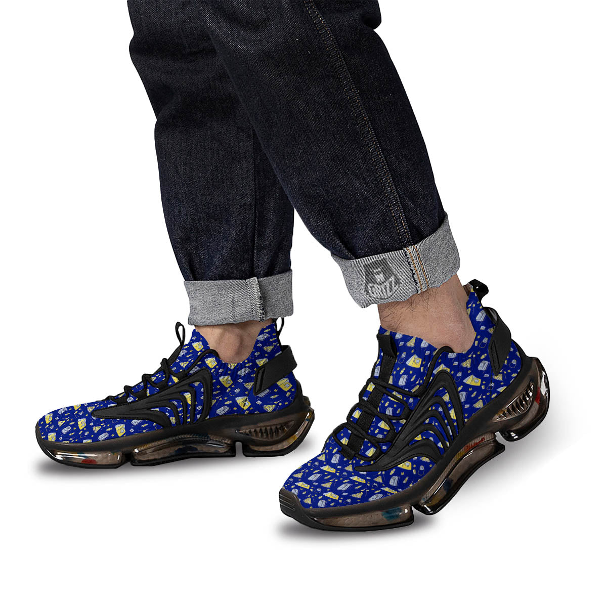 Tent Camping Print Pattern Black Gym Shoes-grizzshop