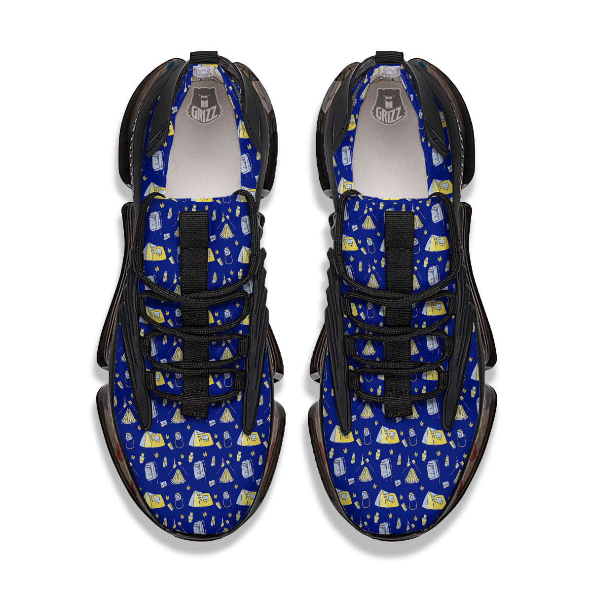 Tent Camping Print Pattern Black Gym Shoes-grizzshop