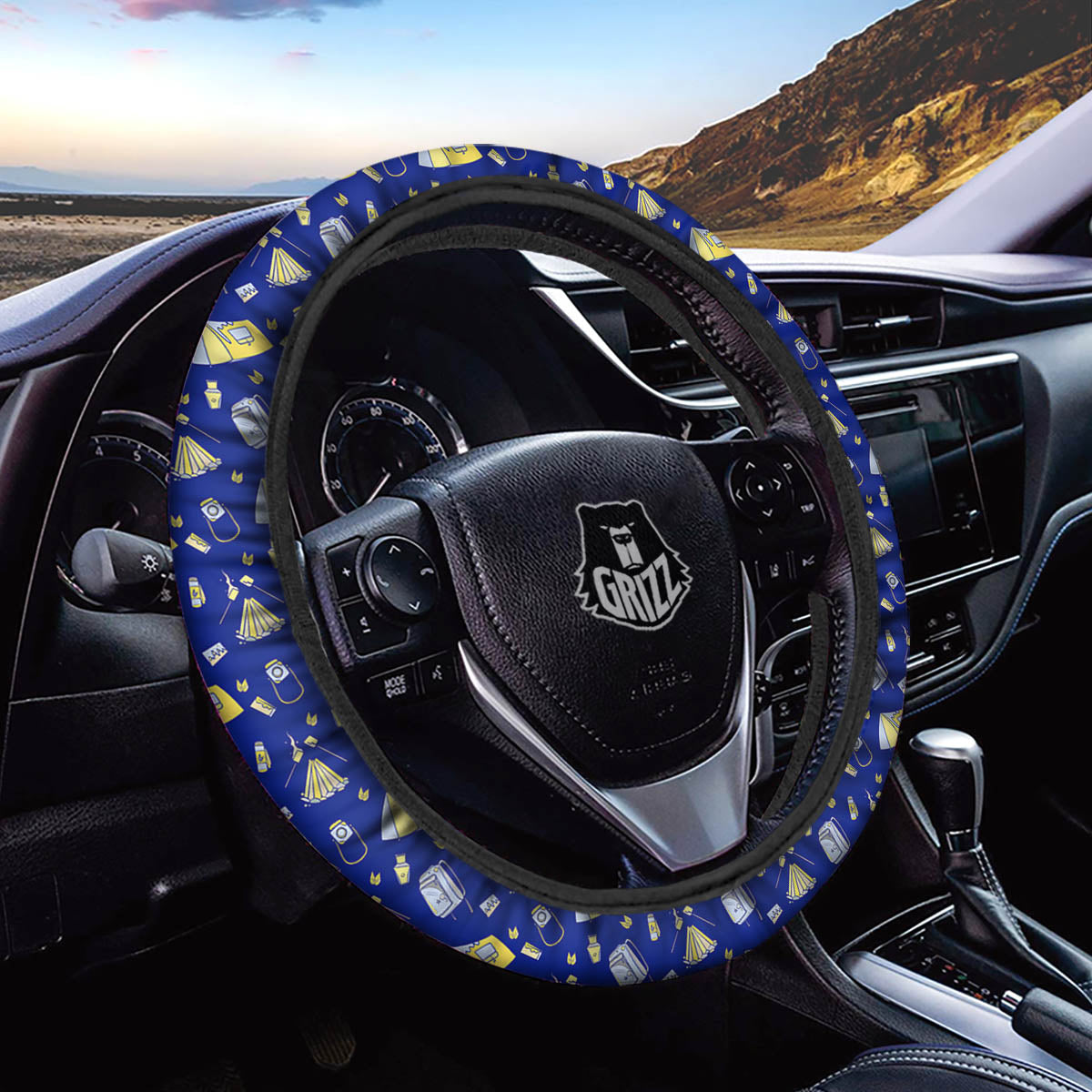 Tent Camping Print Pattern Car Steering Wheel Cover-grizzshop