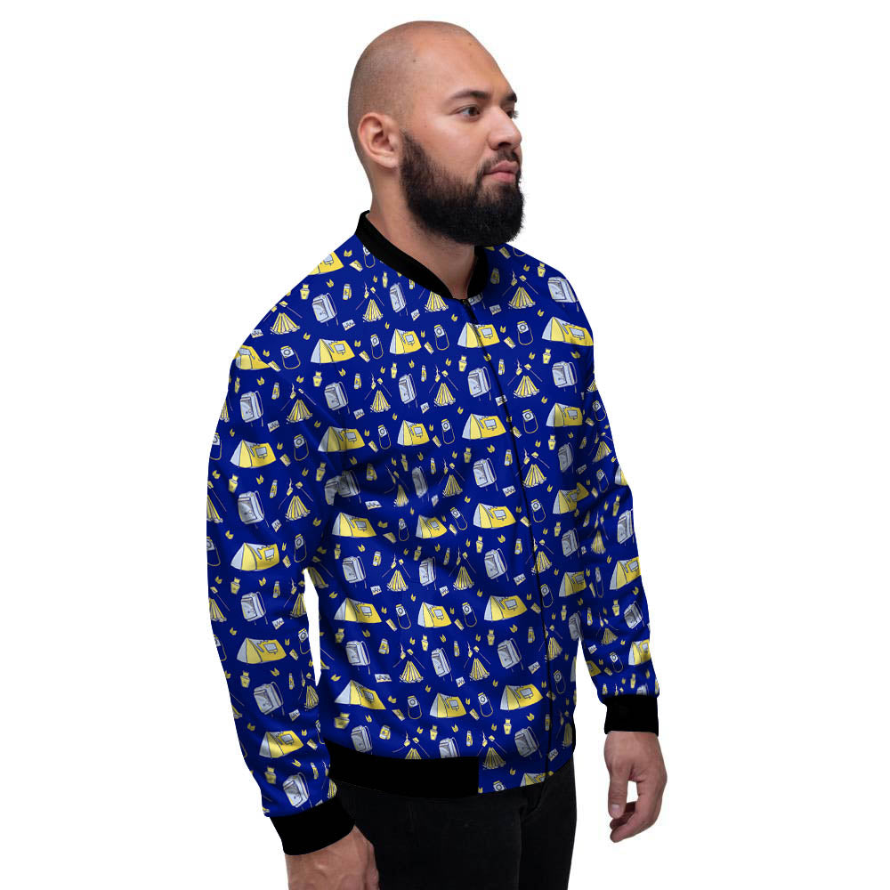 Tent Camping Print Pattern Men's Bomber Jacket-grizzshop