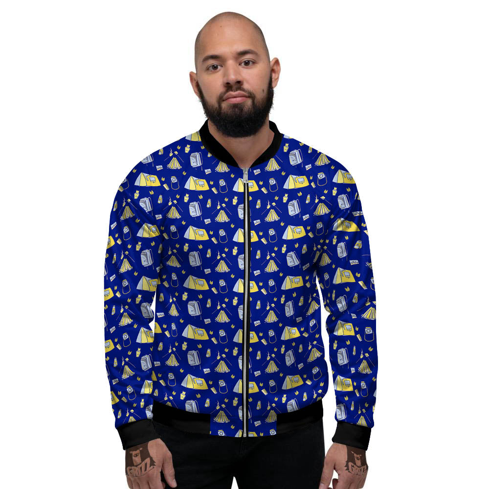 Tent Camping Print Pattern Men's Bomber Jacket-grizzshop