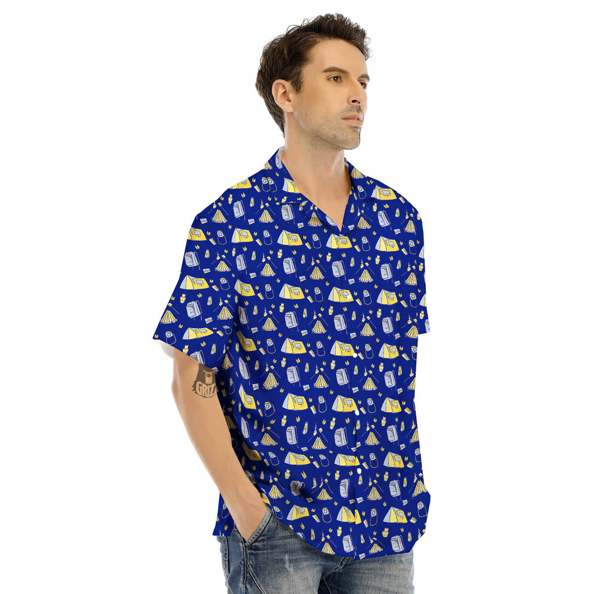 Tent Camping Print Pattern Men's Hawaiian Shirt-grizzshop