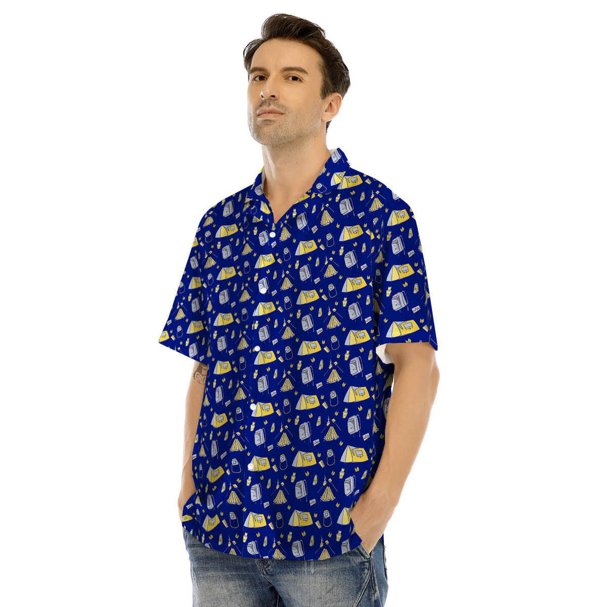 Tent Camping Print Pattern Men's Hawaiian Shirt-grizzshop