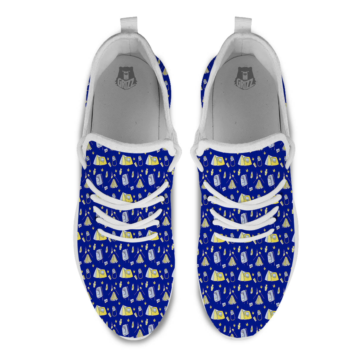 Tent Camping Print Pattern White Athletic Shoes-grizzshop