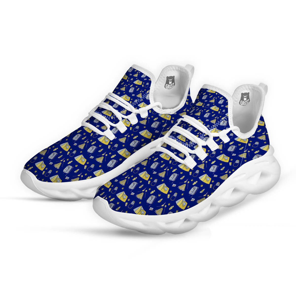 Tent Camping Print Pattern White Running Shoes-grizzshop