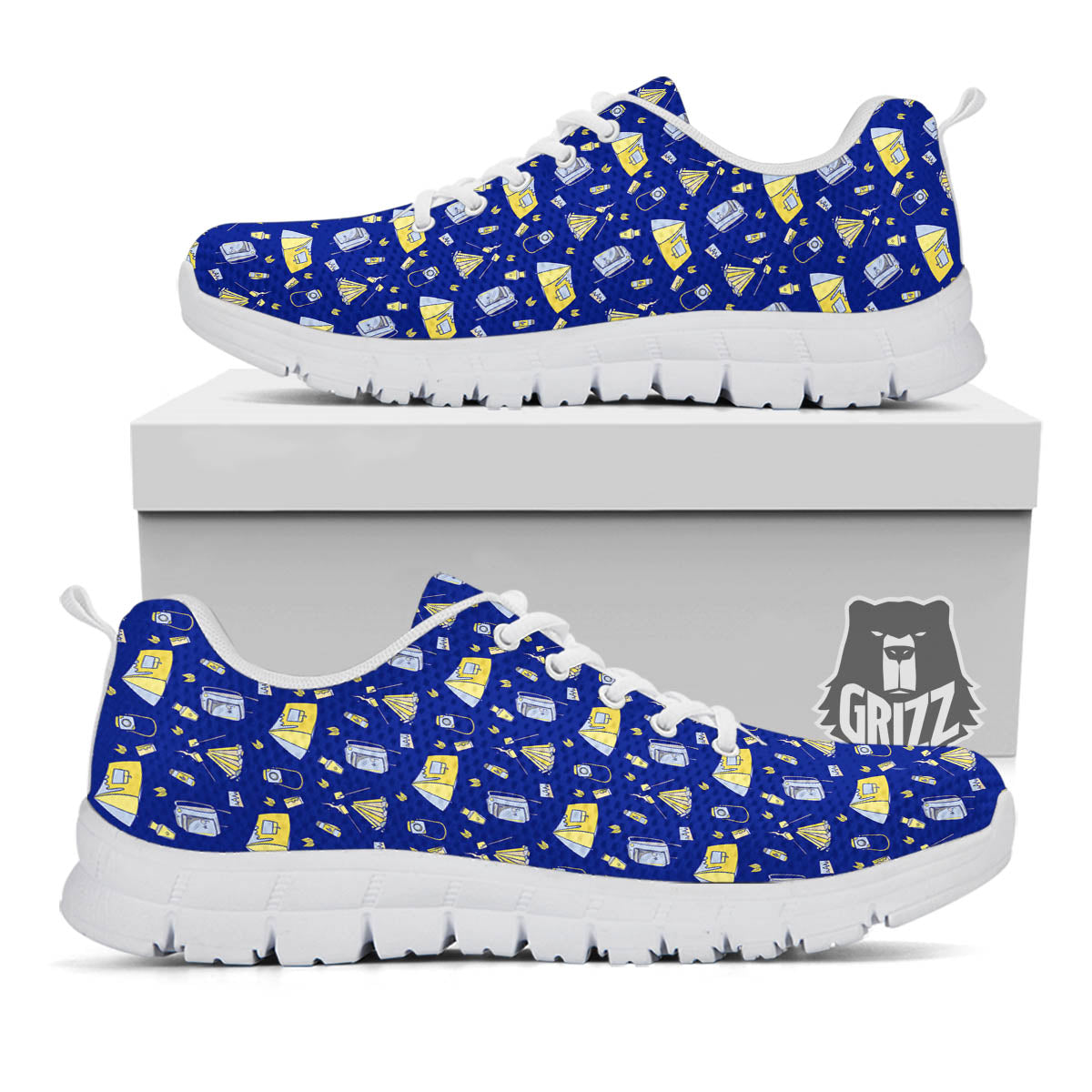 Tent Camping Print Pattern White Sneaker-grizzshop