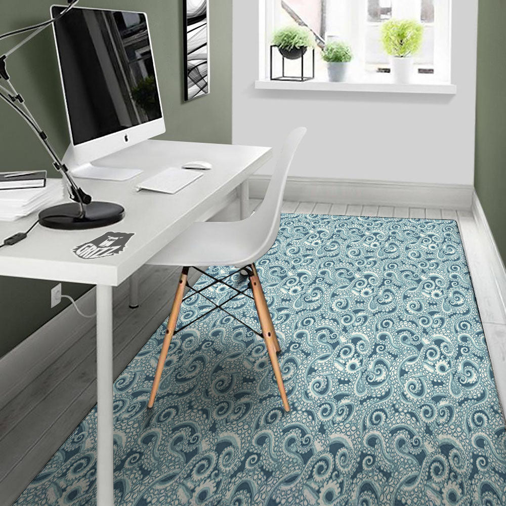 Tentacles Octopus Blue Print Pattern Floor Mat-grizzshop