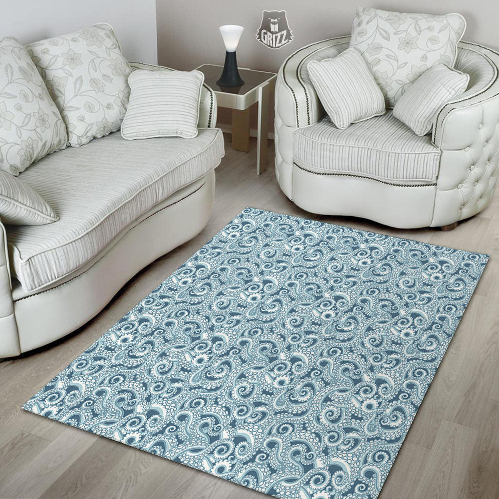Tentacles Octopus Blue Print Pattern Floor Mat-grizzshop