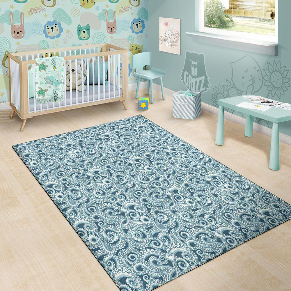Tentacles Octopus Blue Print Pattern Floor Mat-grizzshop