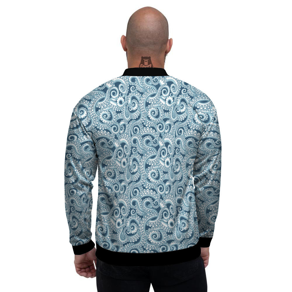 Tentacles Octopus Blue Print Pattern Men's Bomber Jacket-grizzshop