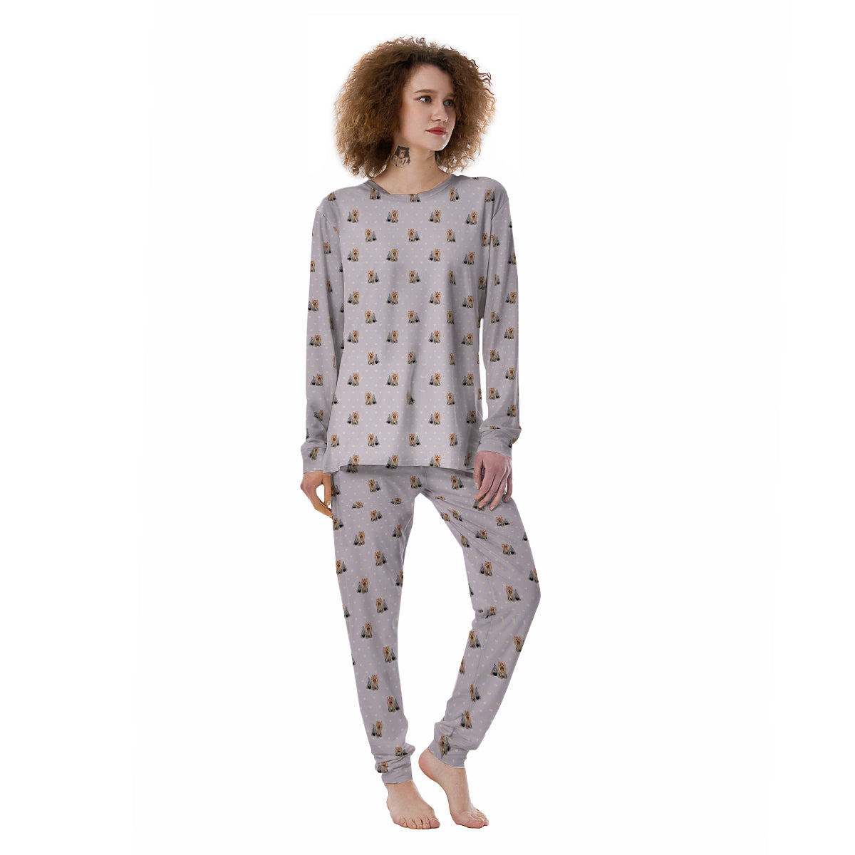 Terrier Yorkshire Cute Print Pattern Women's Pajamas-grizzshop