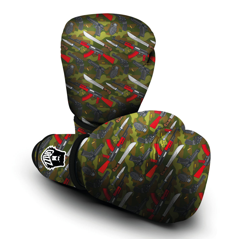 Terrorist Weapon Green Camo Print Pattern Boxing Gloves-grizzshop