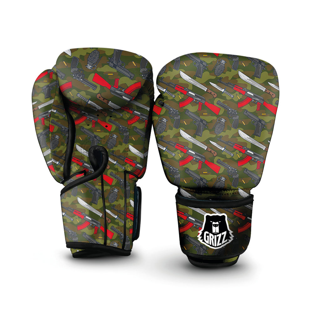 Terrorist Weapon Green Camo Print Pattern Boxing Gloves-grizzshop