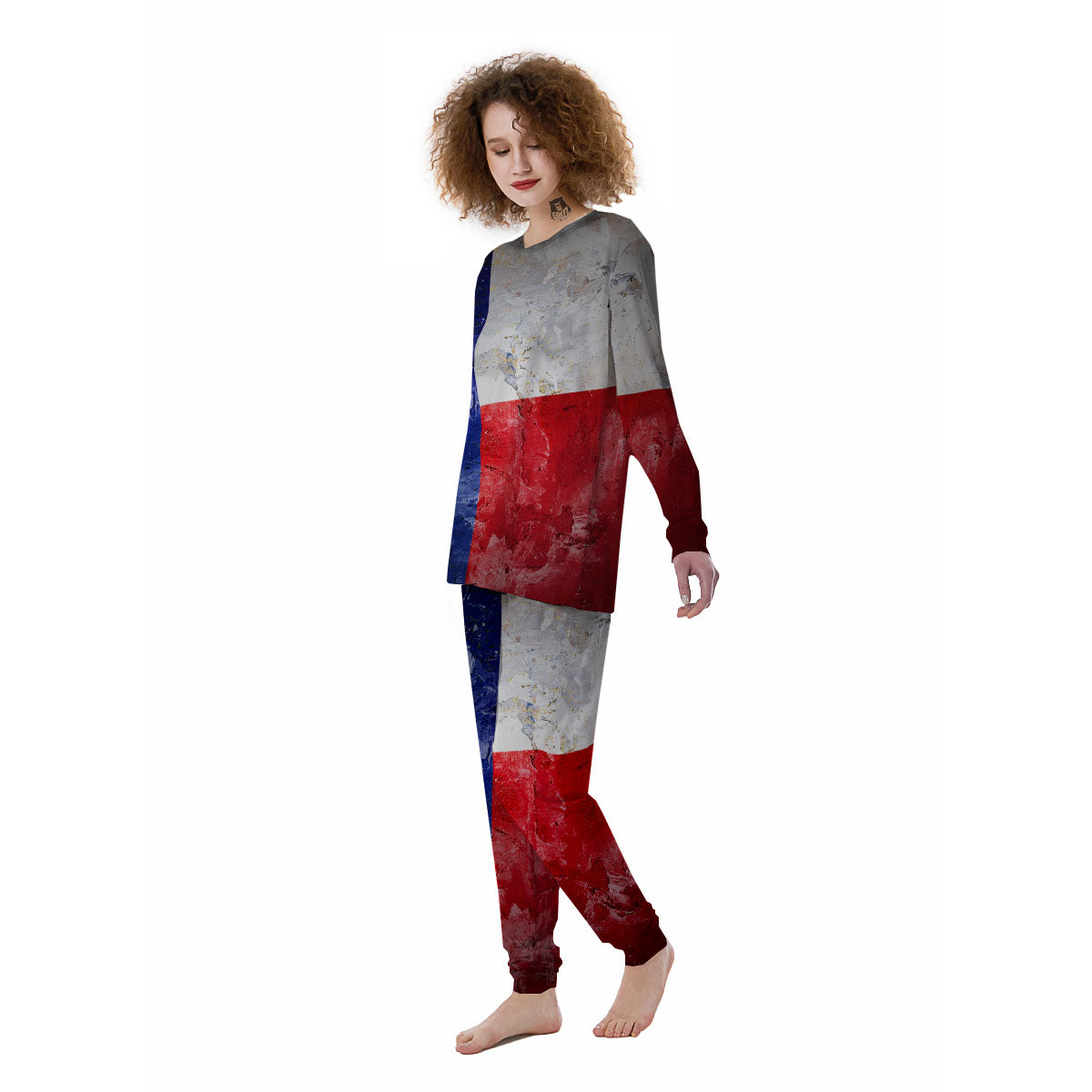 Texas Flag Grunge Print Women's Pajamas-grizzshop