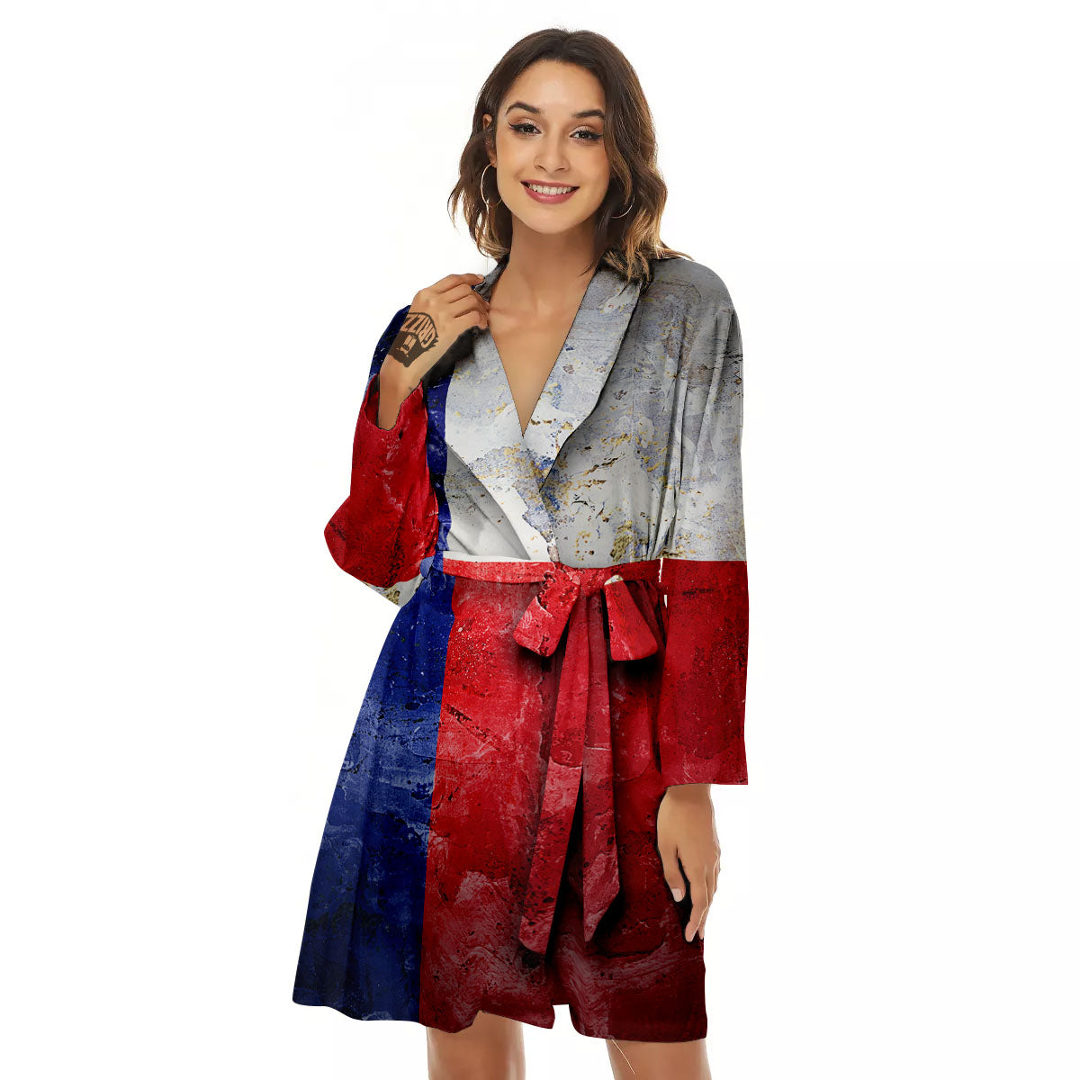 Texas Flag Grunge Print Women's Robe-grizzshop