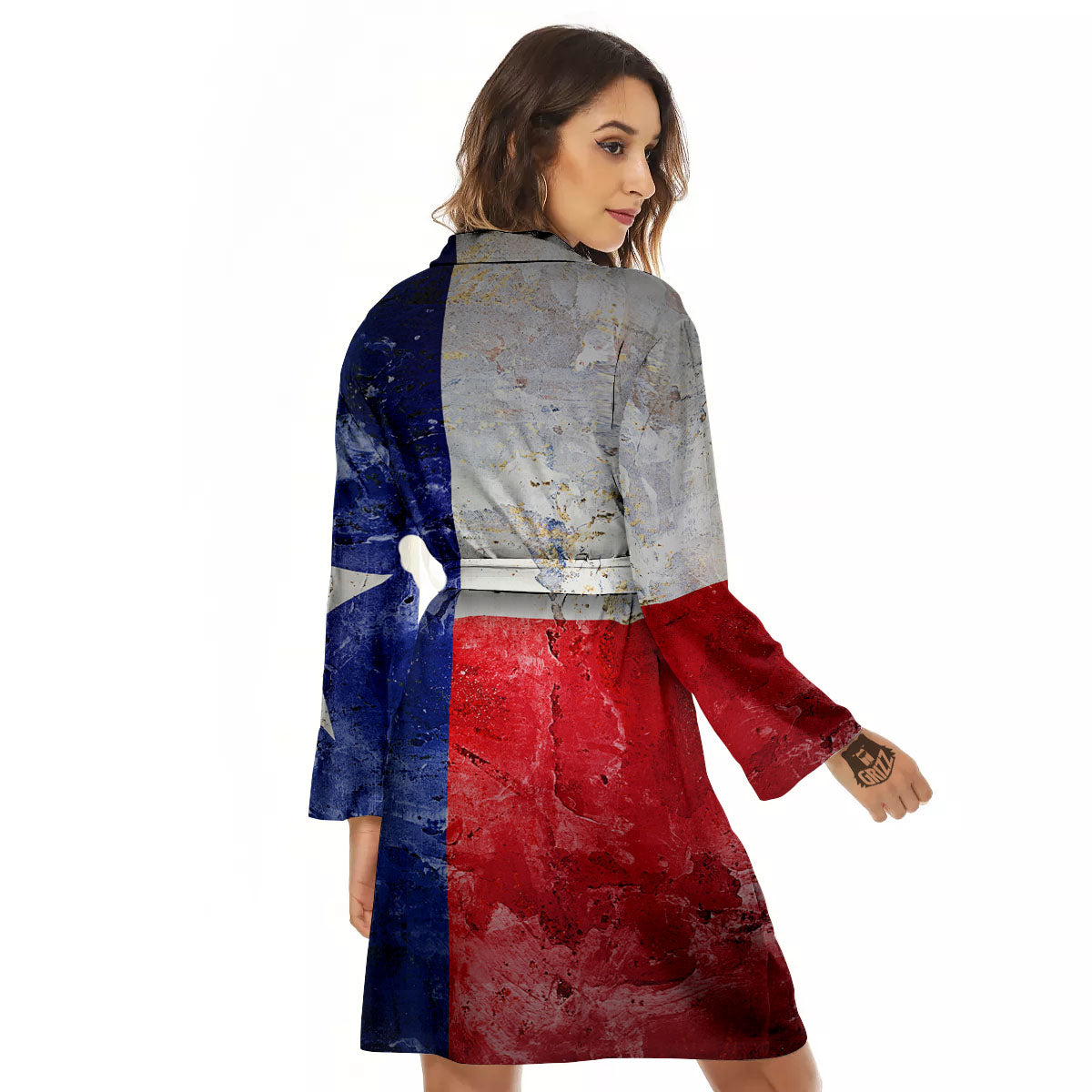 Texas Flag Grunge Print Women's Robe-grizzshop