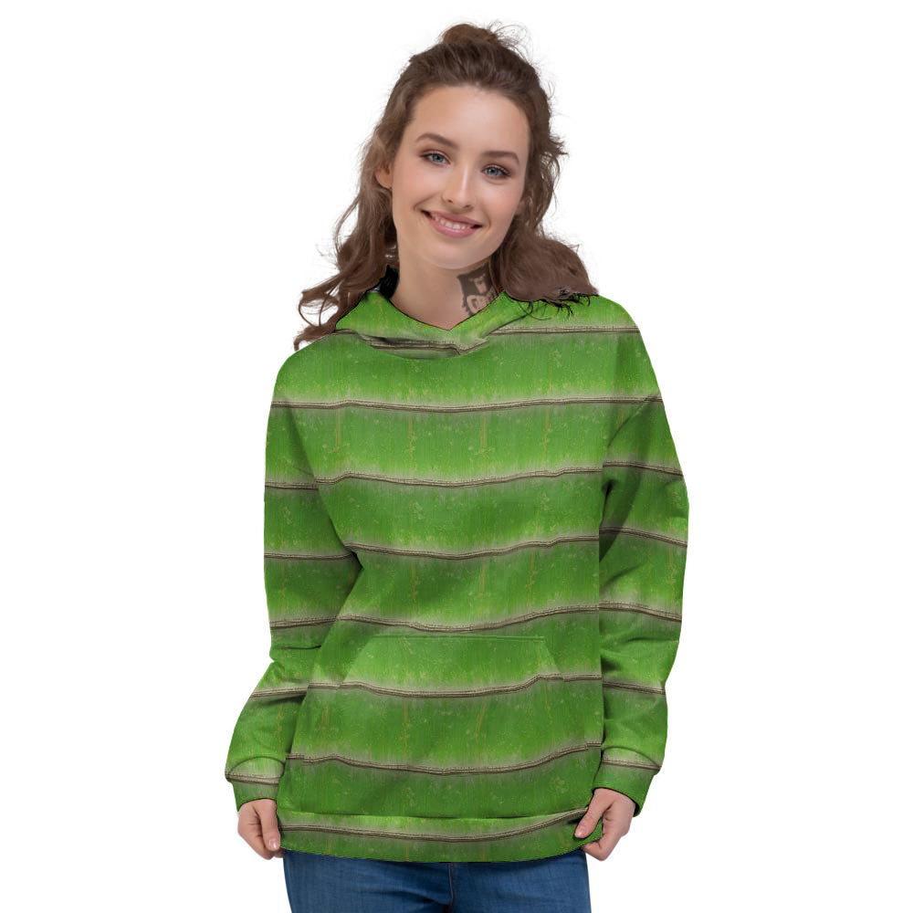 Texture Bamboo Green Print Women's Hoodie-grizzshop