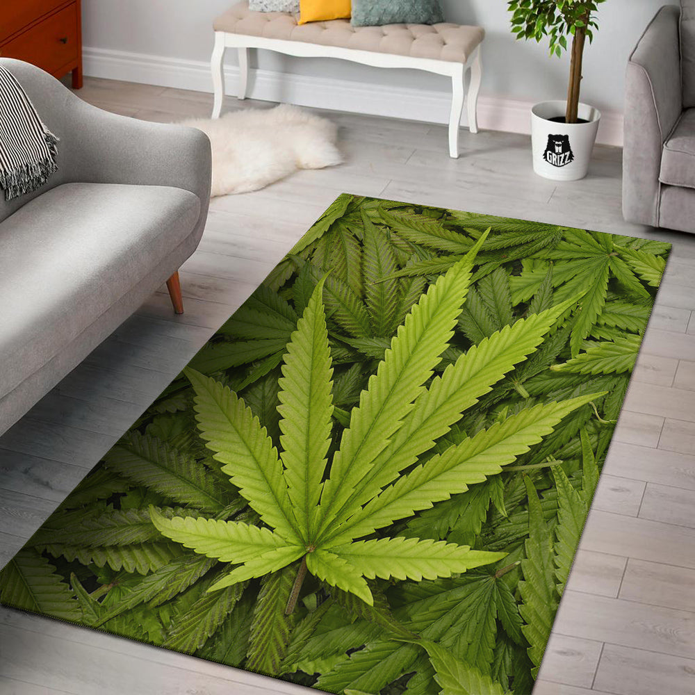 Texture Cannabis Print Floor Mat-grizzshop
