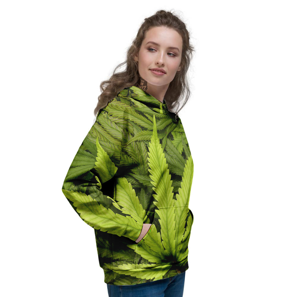 Texture Cannabis Print Women's Hoodie-grizzshop