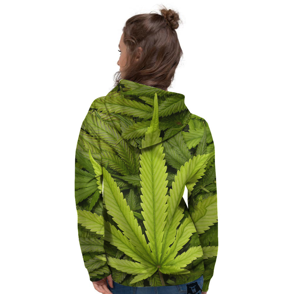Texture Cannabis Print Women's Hoodie-grizzshop