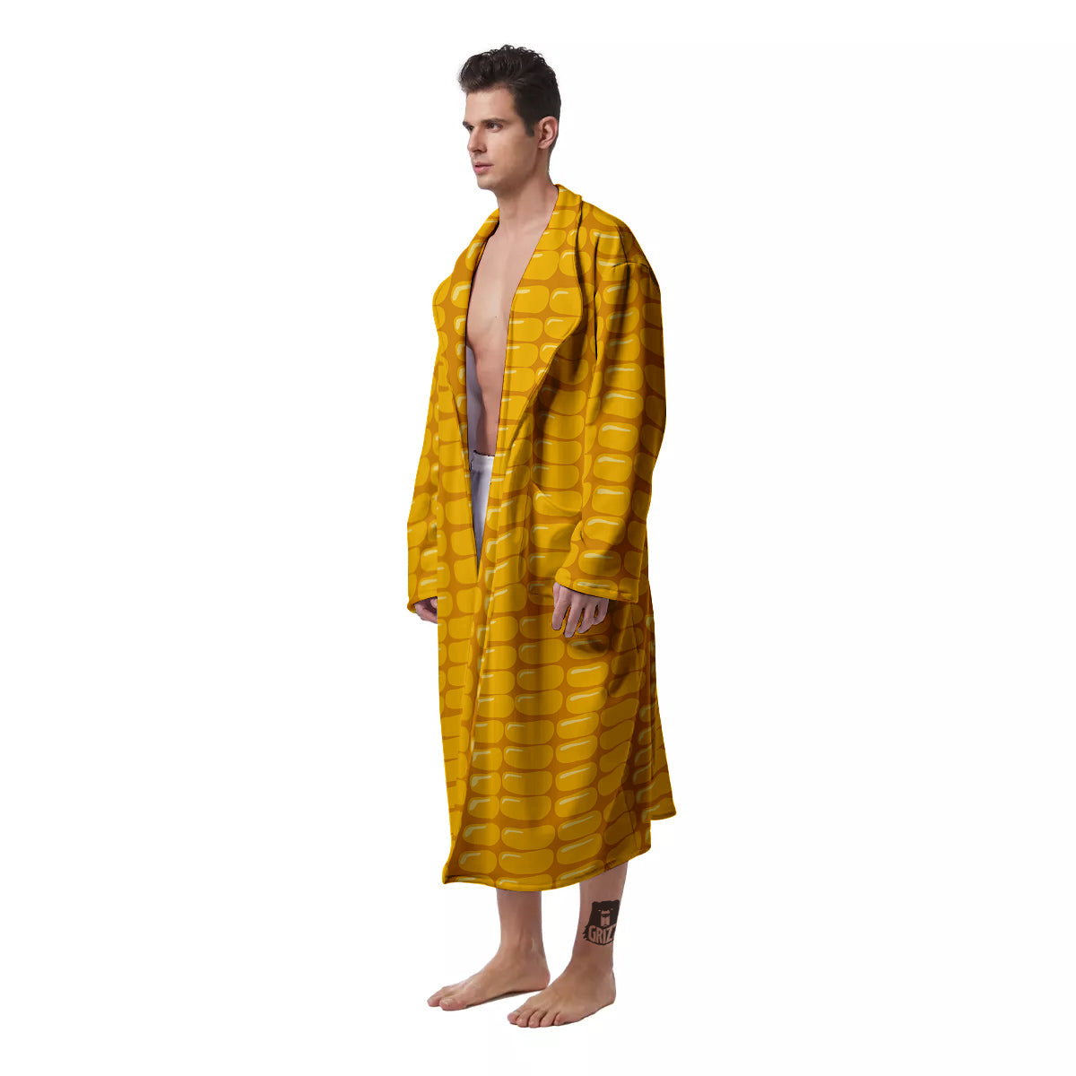 Texture Corn Print Men's Robe-grizzshop
