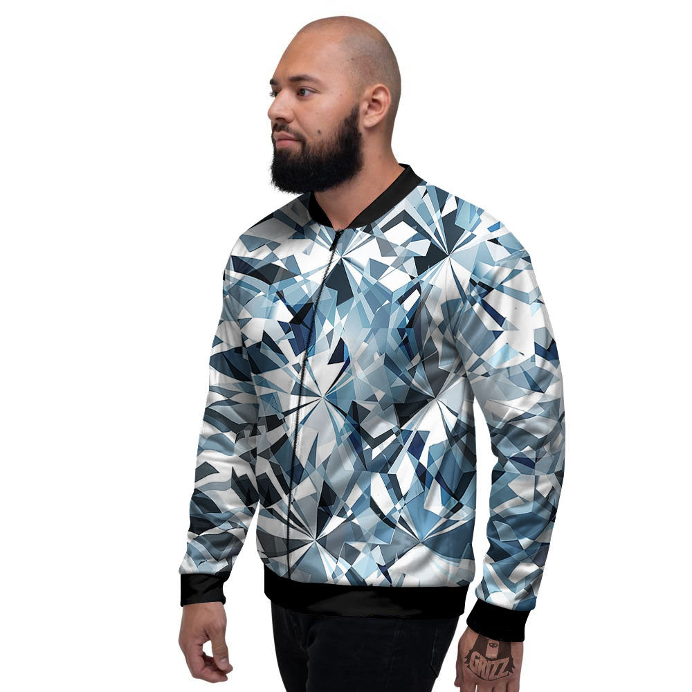 Texture Diamond Print Men's Bomber Jacket-grizzshop