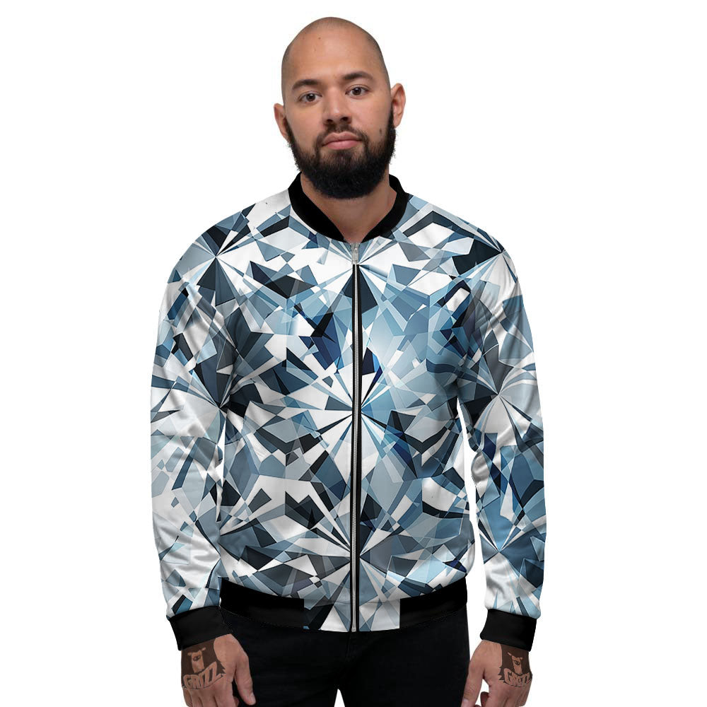 Texture Diamond Print Men's Bomber Jacket-grizzshop