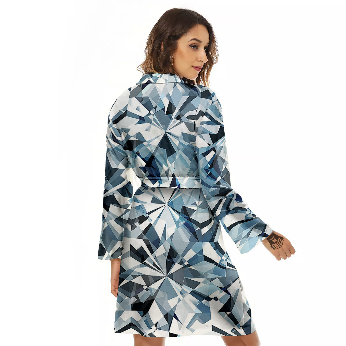 Texture Diamond Print Women's Robe-grizzshop