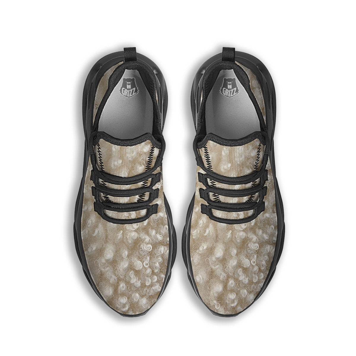Texture Fur Sheep Print Black Running Shoes-grizzshop