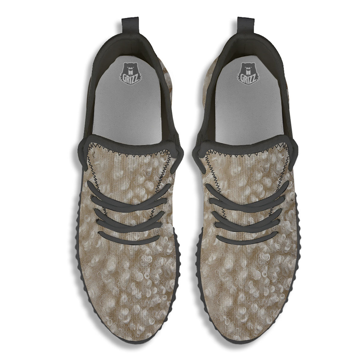 Texture Fur Sheep Print Black Walking Shoes-grizzshop