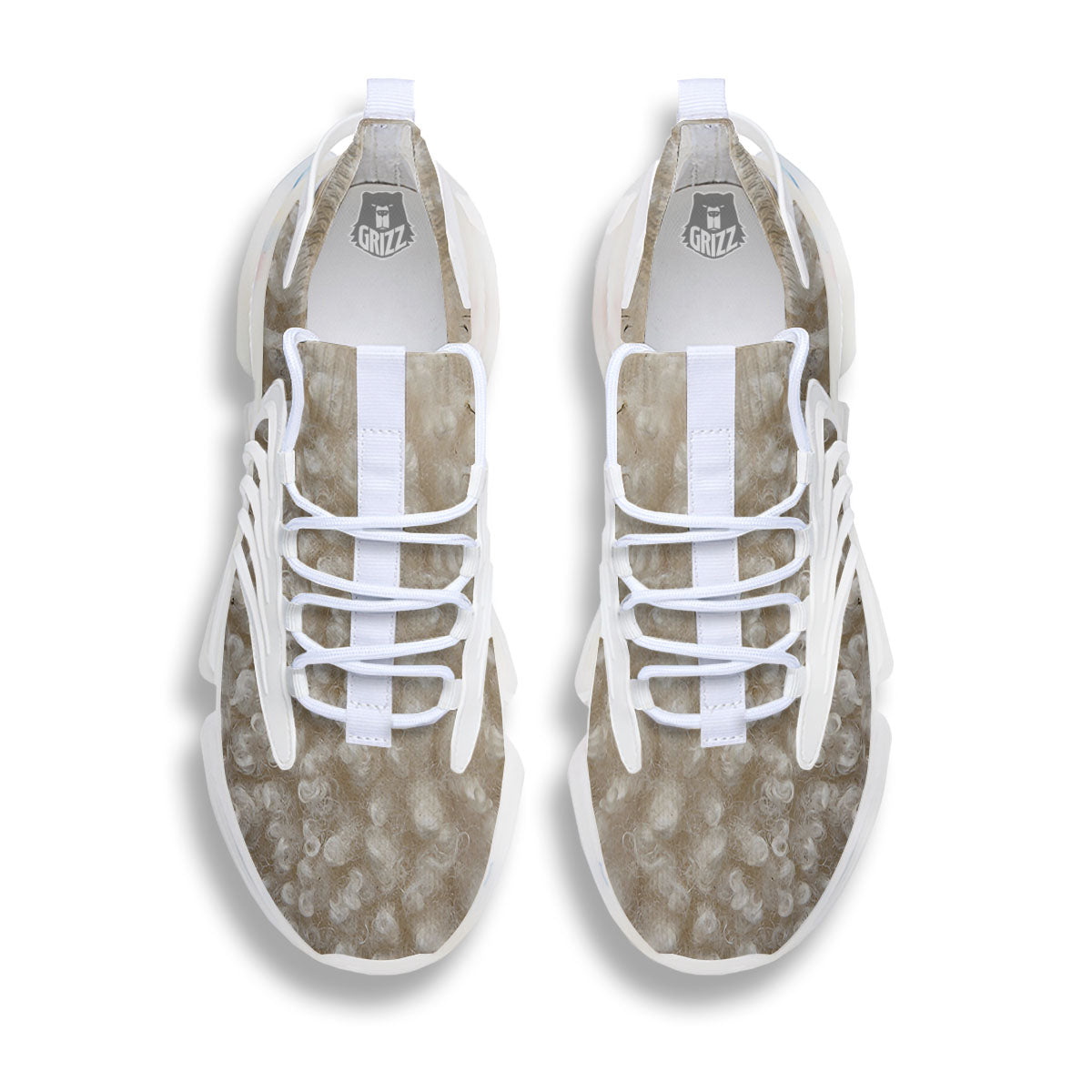 Texture Fur Sheep Print White Gym Shoes-grizzshop