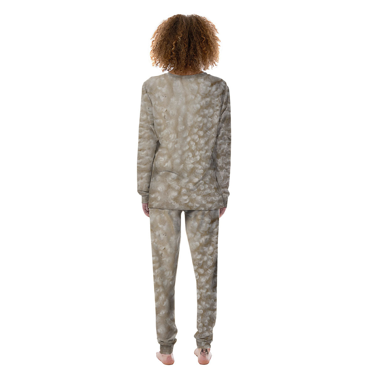 Texture Fur Sheep Print Women's Pajamas-grizzshop