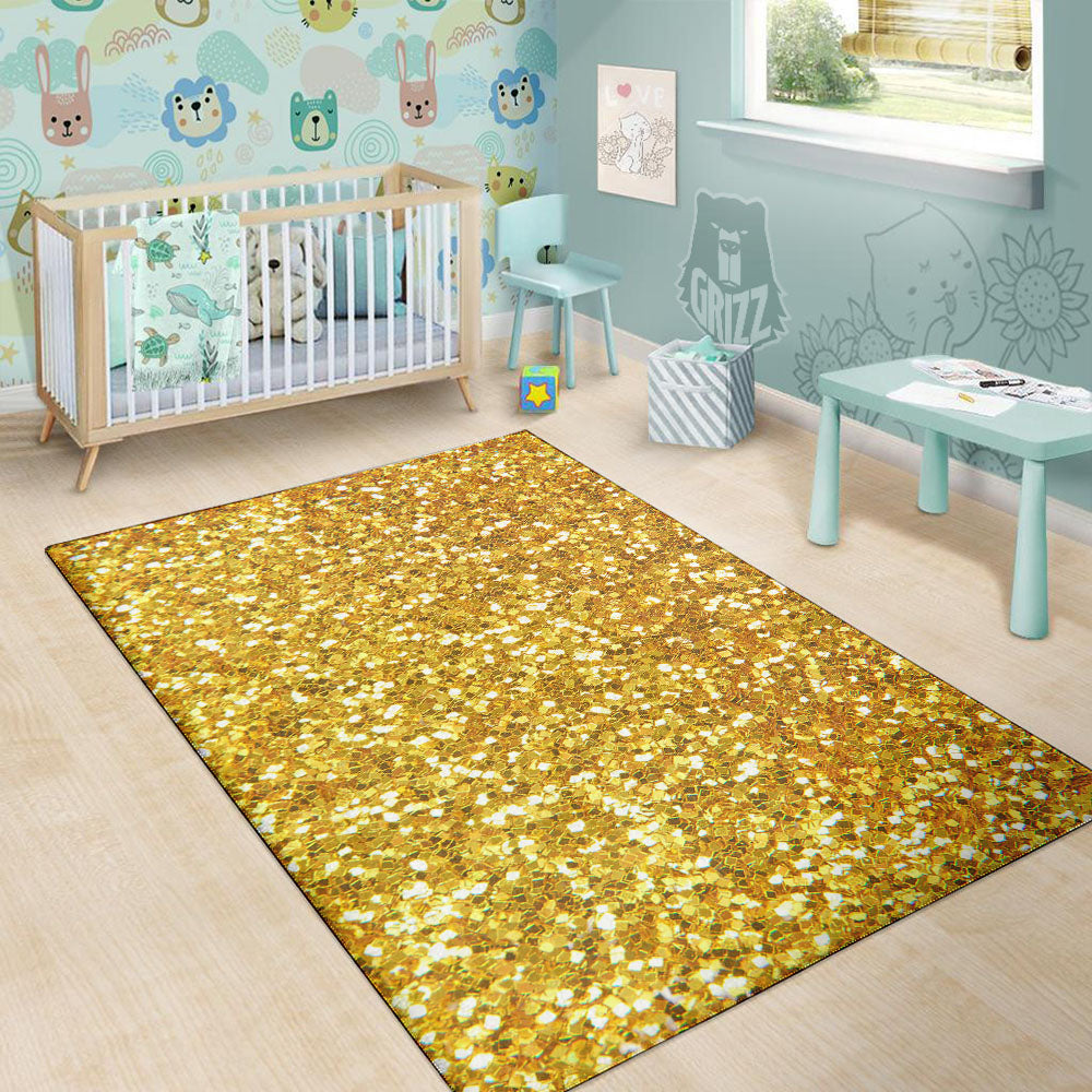 Texture Glitter Gold Print Floor Mat-grizzshop