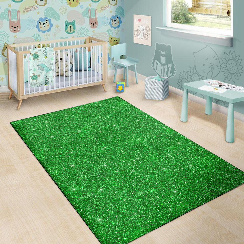 Texture Glitter Green Print Floor Mat-grizzshop