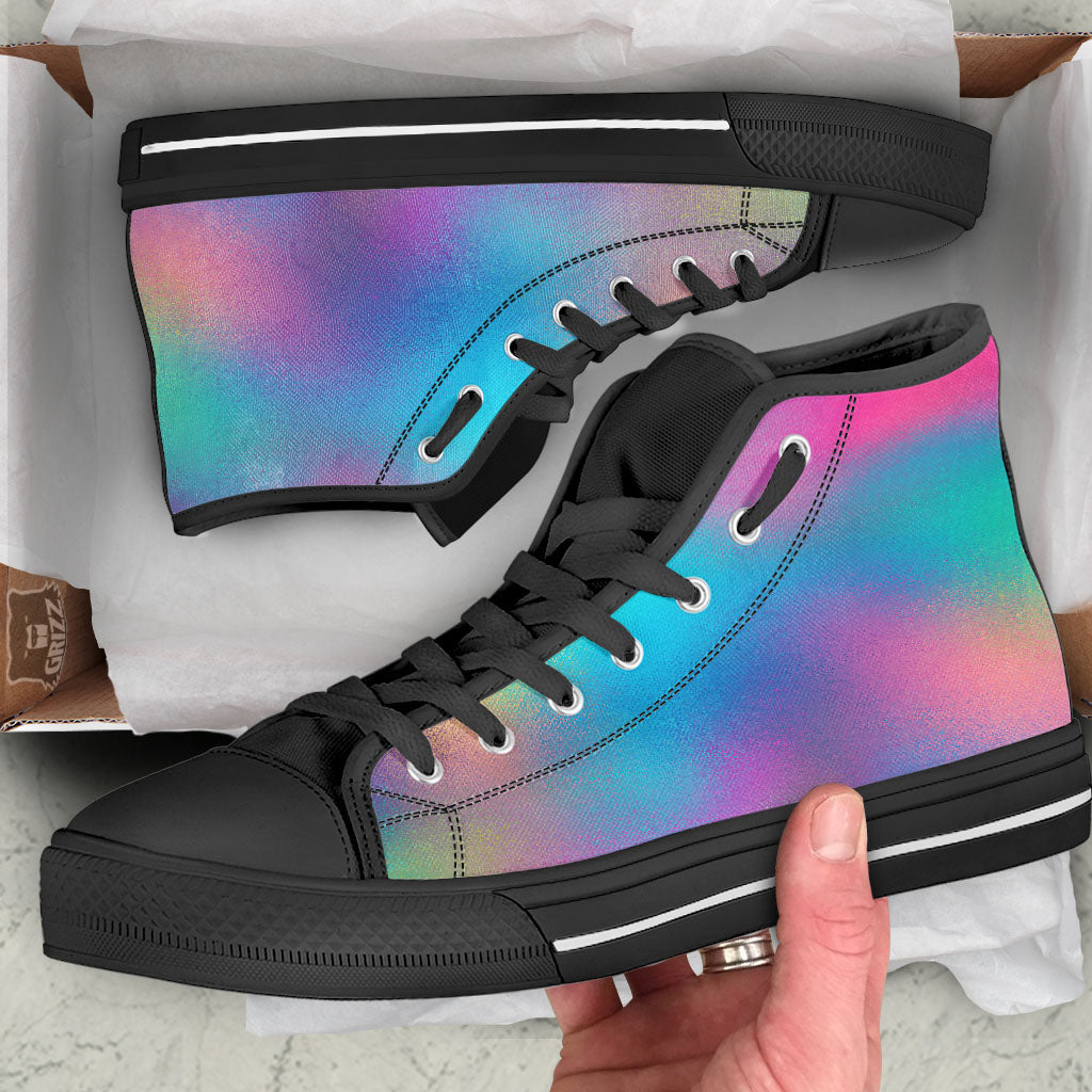 Texture Holographic Print High Top Shoes-grizzshop