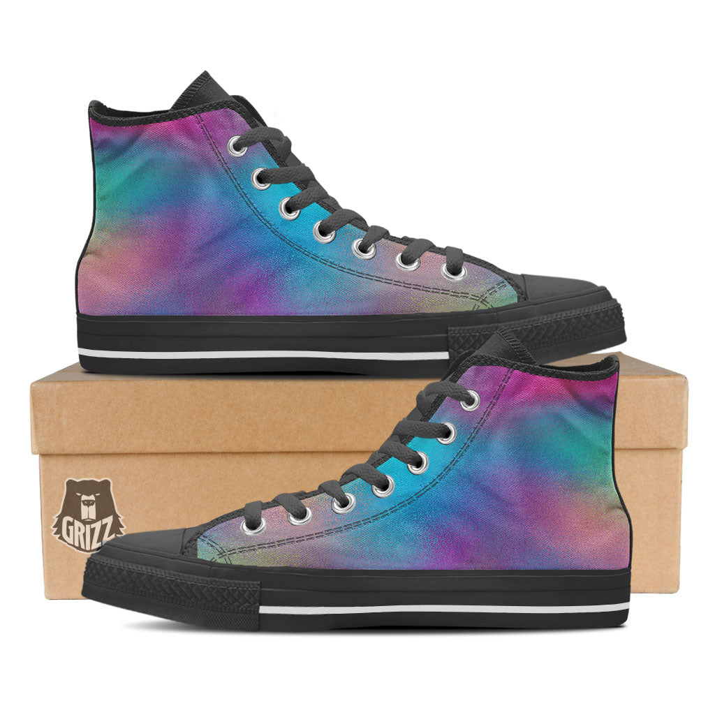 Texture Holographic Print High Top Shoes-grizzshop