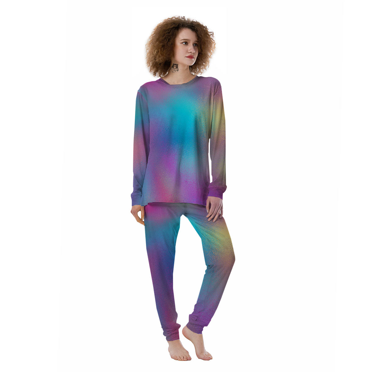 Texture Holographic Print Women's Pajamas-grizzshop