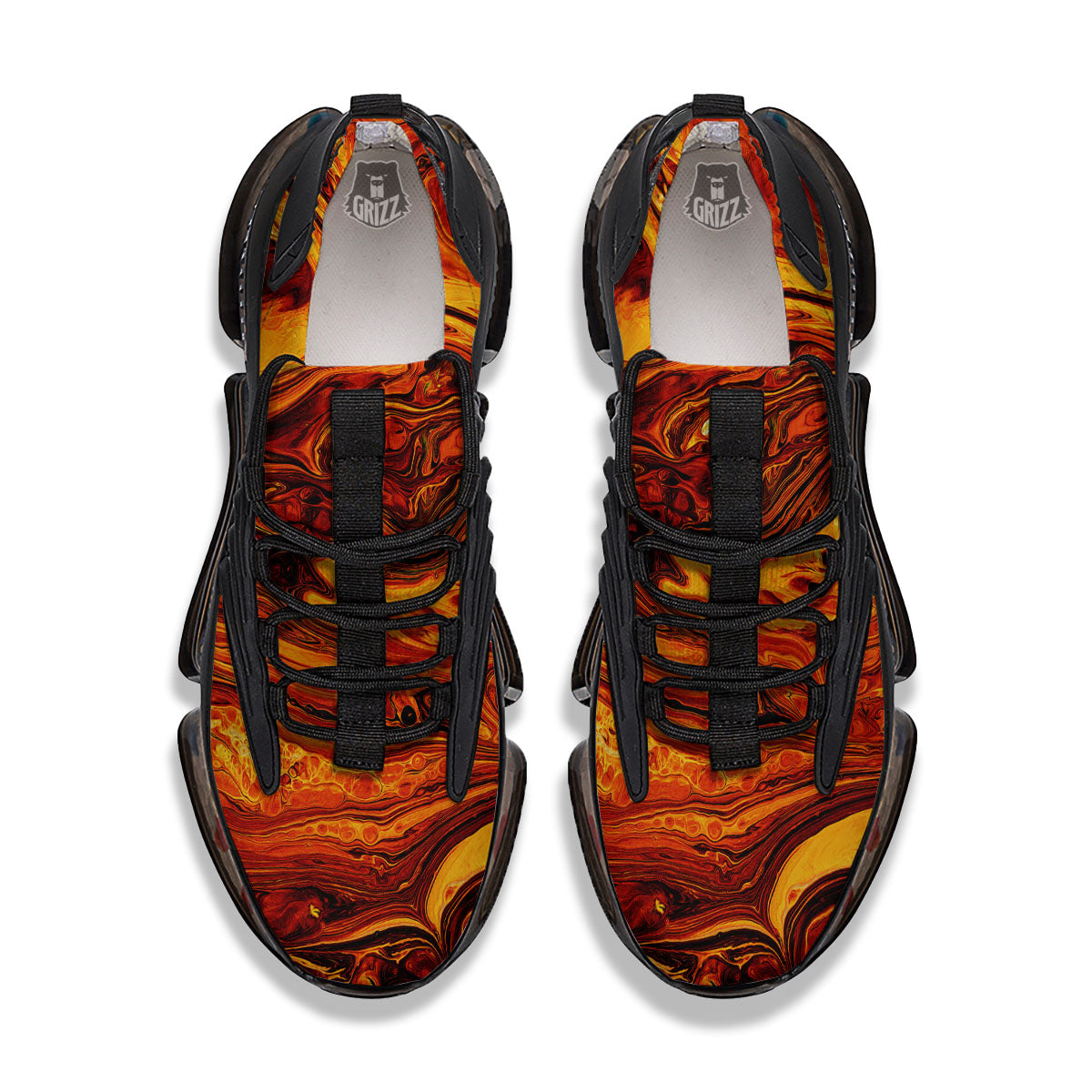 Texture Lava Print Black Gym Shoes-grizzshop
