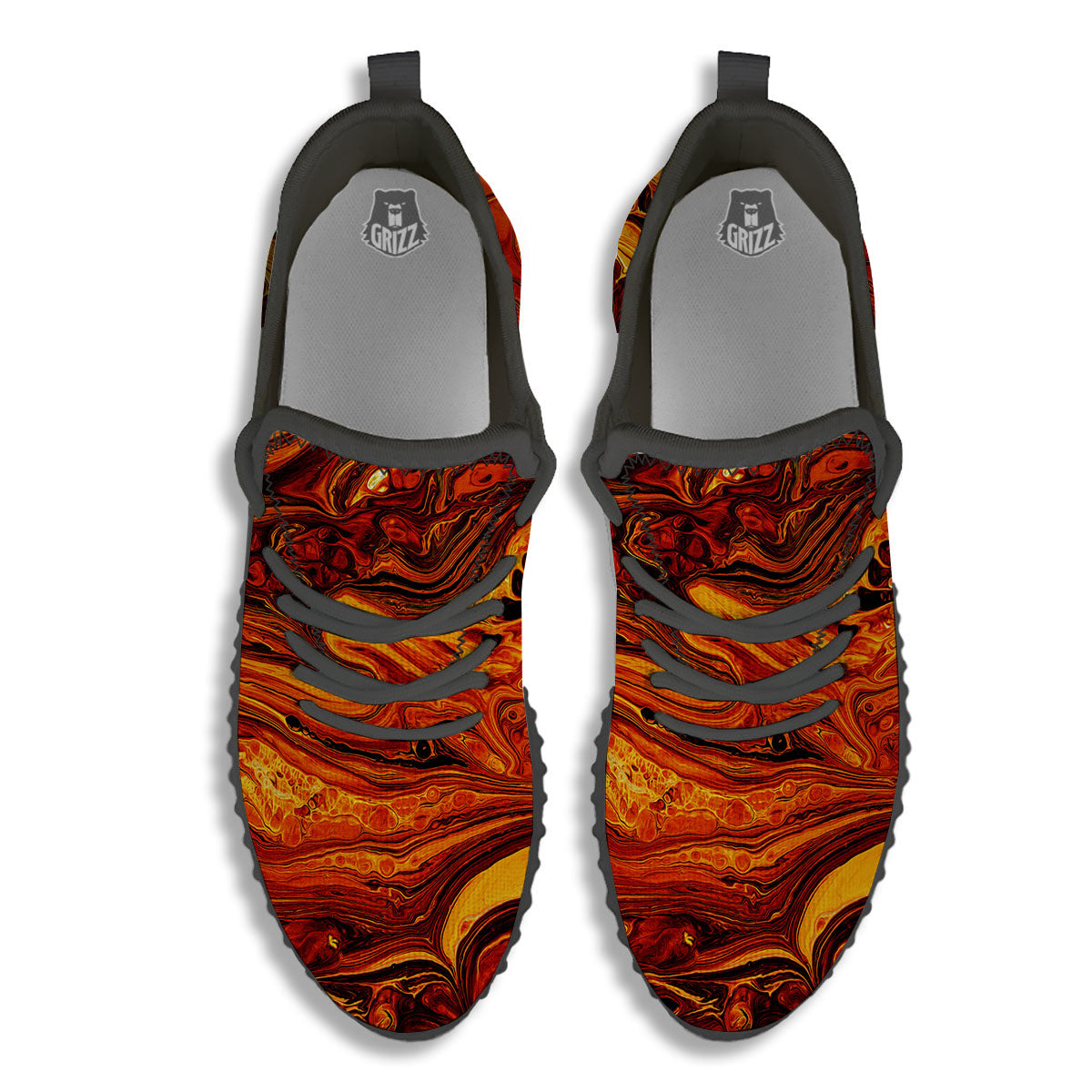 Texture Lava Print Black Walking Shoes-grizzshop