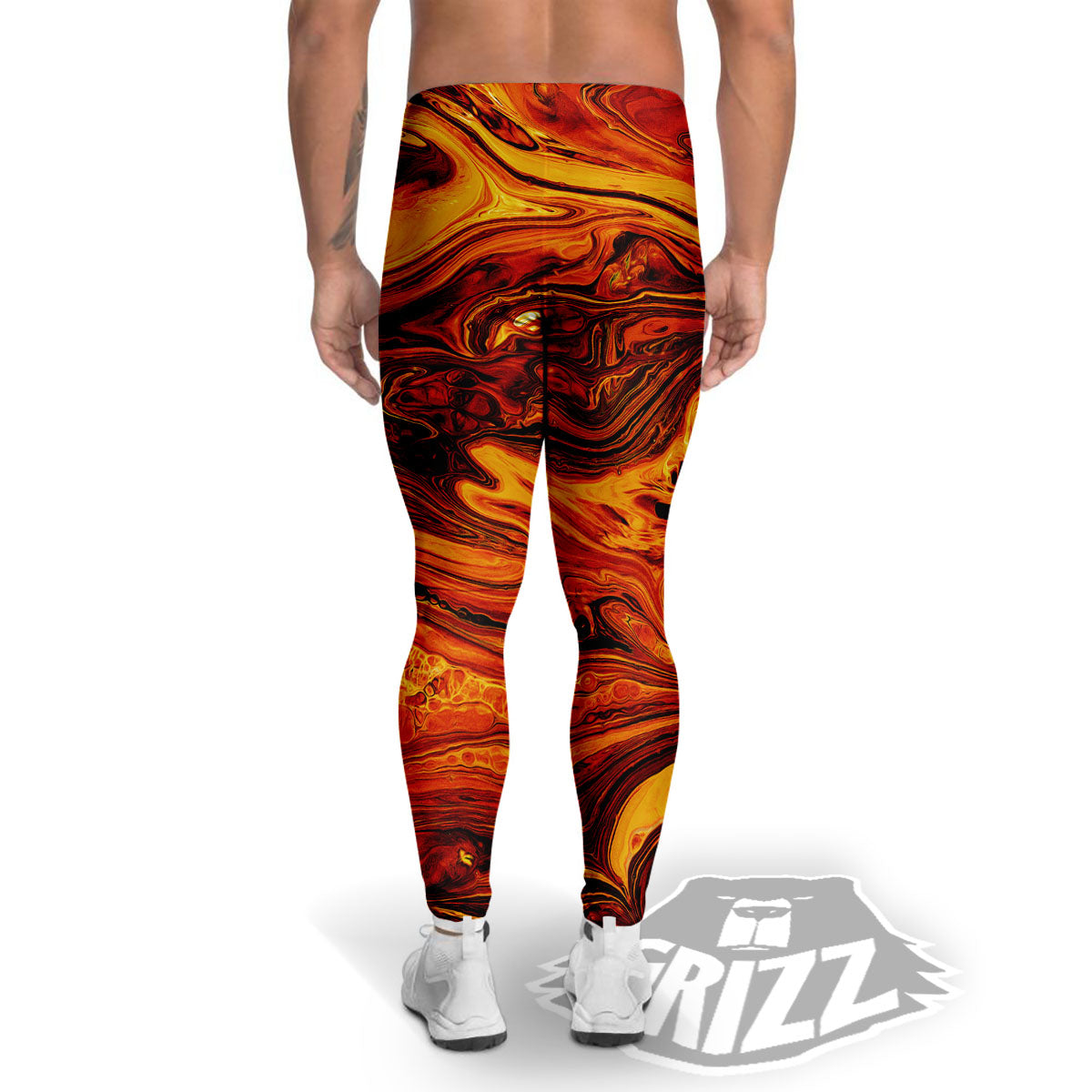 Texture Lava Print Men's Leggings-grizzshop