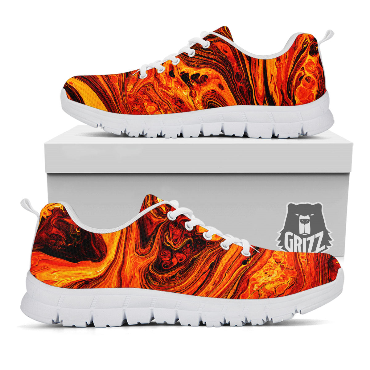 Texture Lava Print White Sneaker-grizzshop