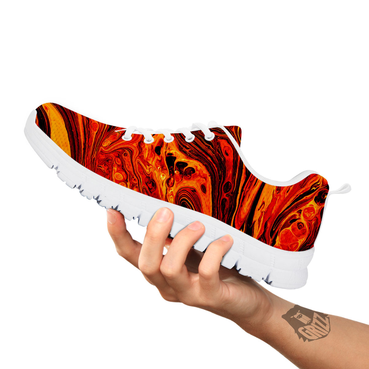 Texture Lava Print White Sneaker-grizzshop