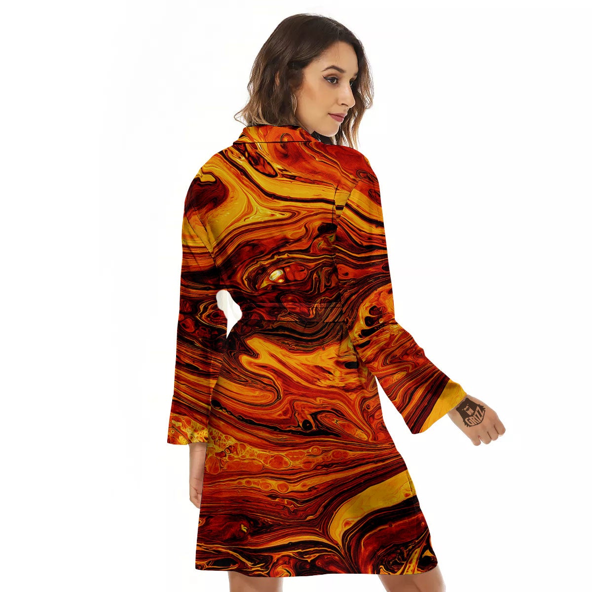 Texture Lava Print Women's Robe-grizzshop