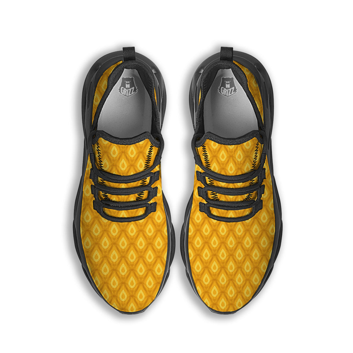 Texture Pineapple Print Pattern Black Running Shoes-grizzshop